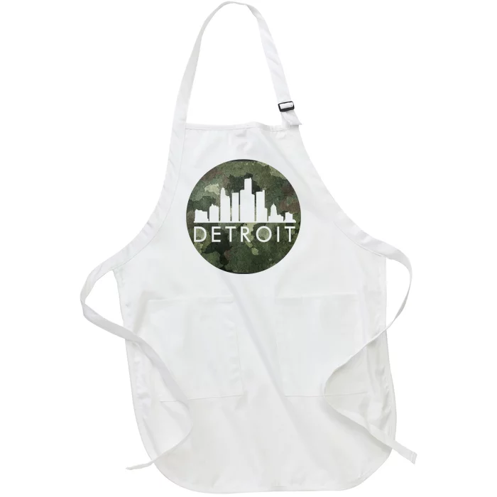 Camo Detroit Skyline Logo Full-Length Apron With Pocket