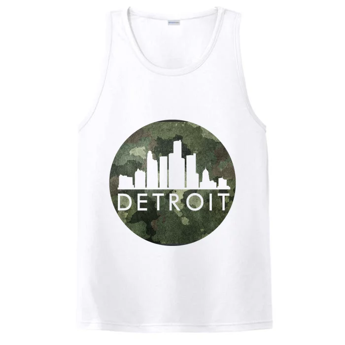 Camo Detroit Skyline Logo Performance Tank