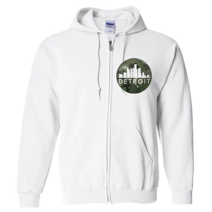 Camo Detroit Skyline Logo Full Zip Hoodie