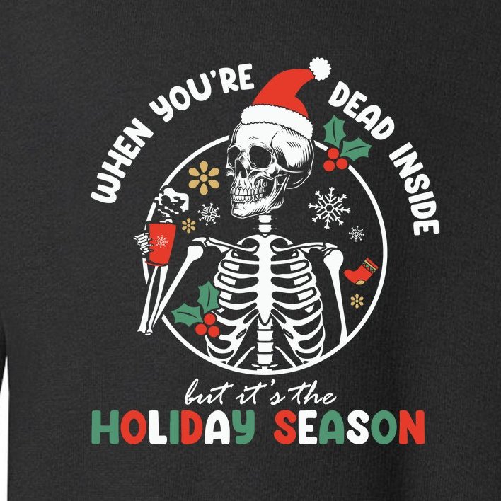 Coffee Drinking Skeleton Christmas Skull Santa Hat Xmas Toddler Sweatshirt