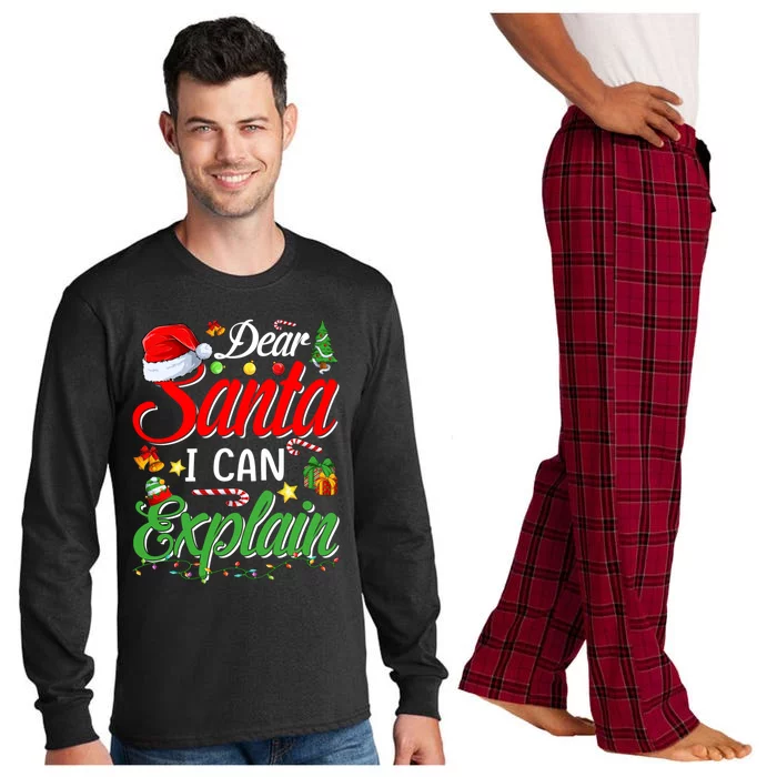 Christmas Dear Santa I Can Explain Funny Santa Claus Cool Gift Long Sleeve Pajama Set