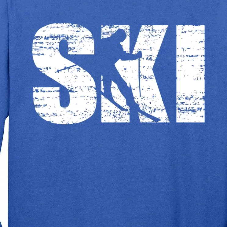 Cool Distressed Skiing Gift For Skiers Tall Long Sleeve T-Shirt