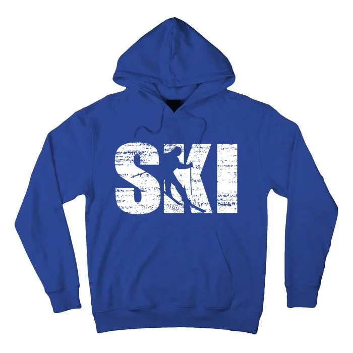 Cool Distressed Skiing Gift For Skiers Tall Hoodie