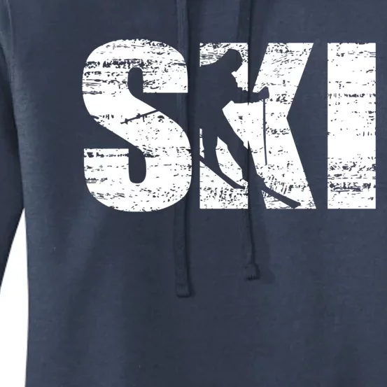 Cool Distressed Skiing Gift For Skiers Women's Pullover Hoodie