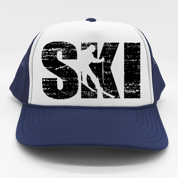 Cool Distressed Skiing Gift For Skiers Trucker Hat