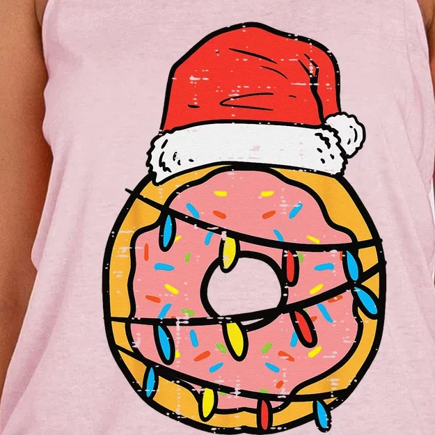 Christmas Donut Santa Cute Xmas Baking Baker Funny Funny Women's Knotted Racerback Tank