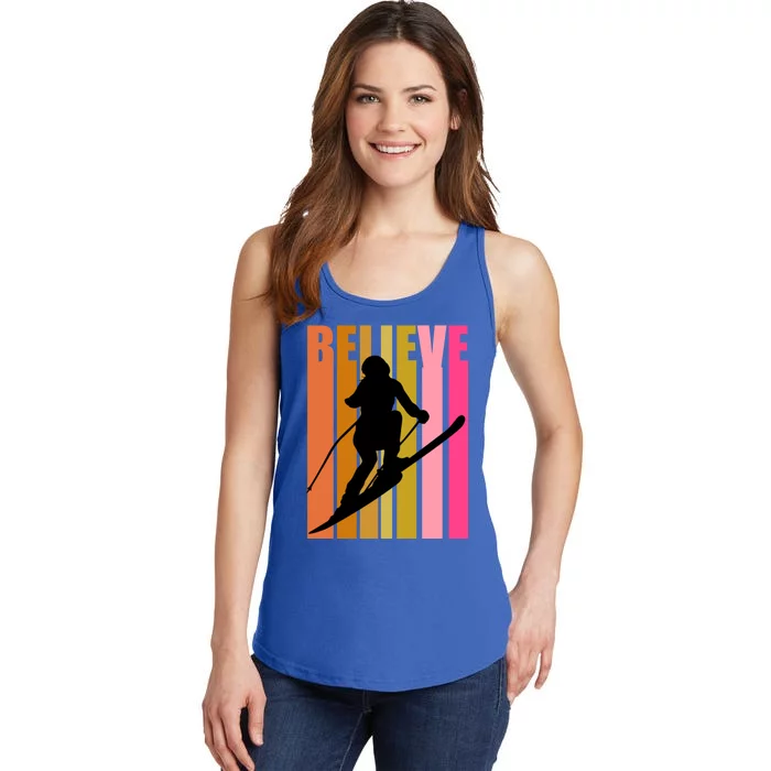 Cool Downhill Ski Skiing Skier Retro Sporting Sports Gift Ladies Essential Tank