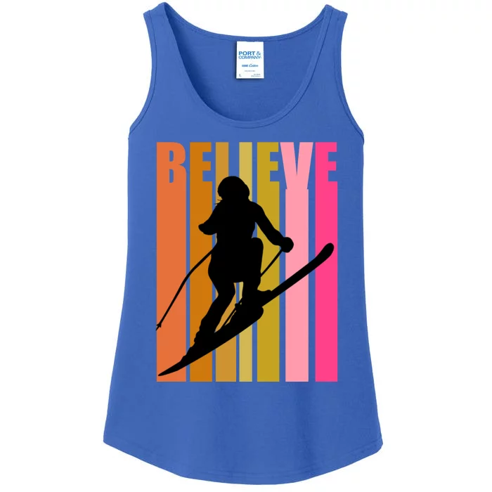 Cool Downhill Ski Skiing Skier Retro Sporting Sports Gift Ladies Essential Tank