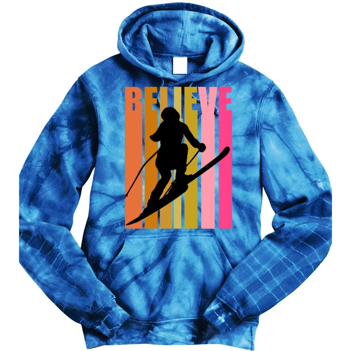 Cool Downhill Ski Skiing Skier Retro Sporting Sports Gift Tie Dye Hoodie