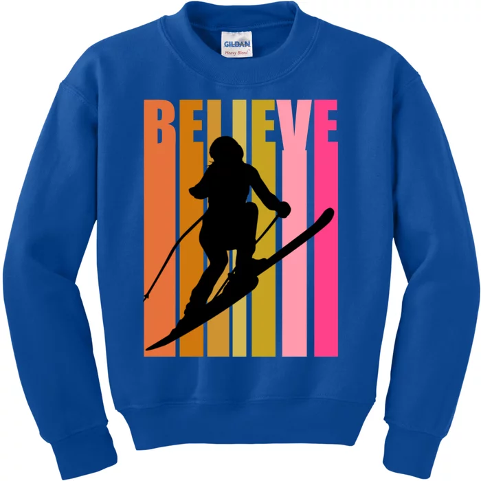 Cool Downhill Ski Skiing Skier Retro Sporting Sports Gift Kids Sweatshirt