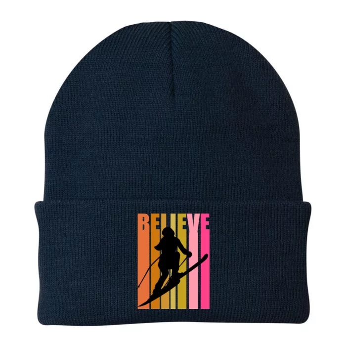 Cool Downhill Ski Skiing Skier Retro Sporting Sports Gift Knit Cap Winter Beanie