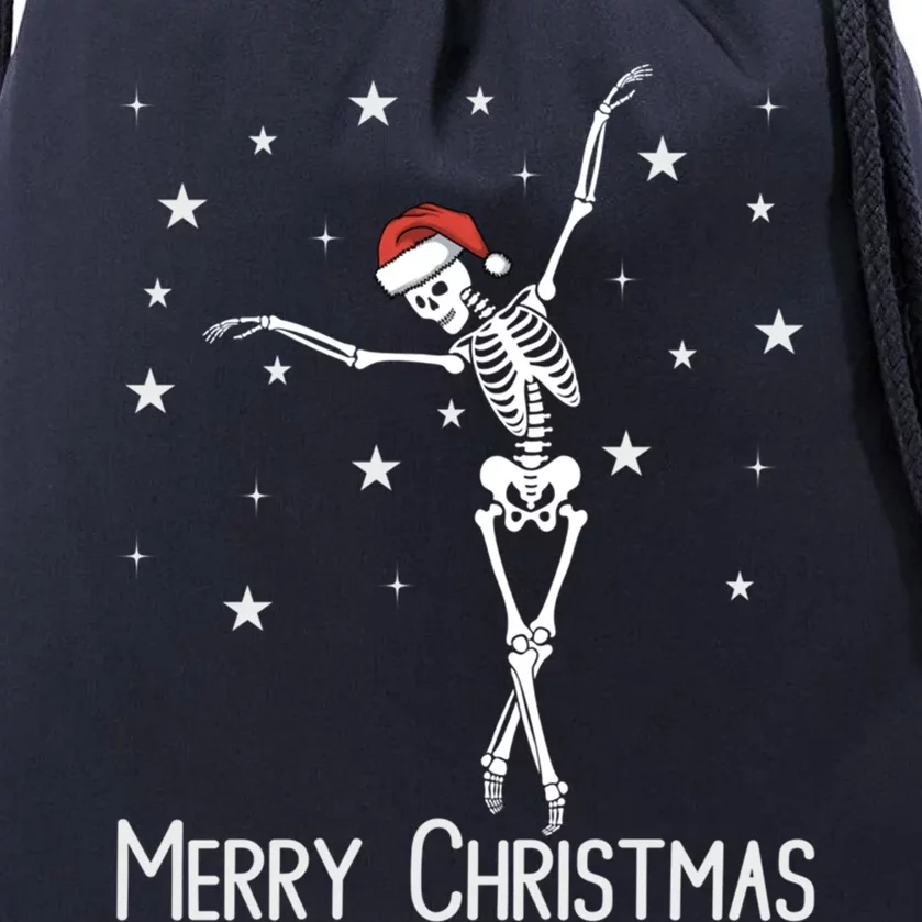 Christmas Dancing Skeleton Ballet Dancer Ballerina Santa Cool Gift Drawstring Bag