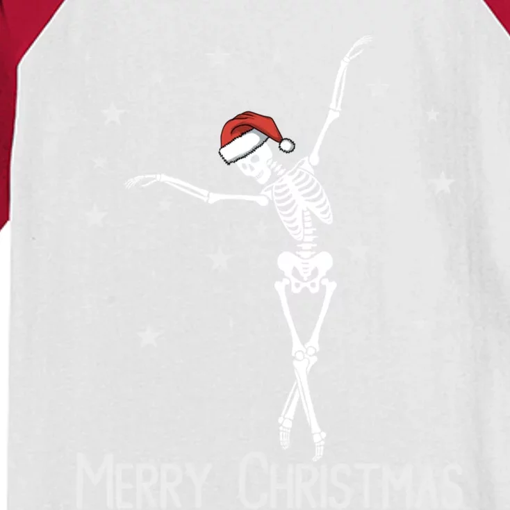 Christmas Dancing Skeleton Ballet Dancer Ballerina Santa Cool Gift Kids Colorblock Raglan Jersey