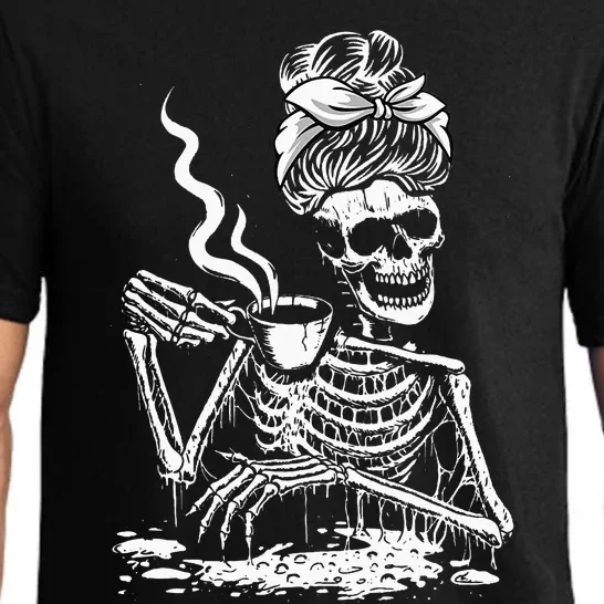 Coffee Drinking Skeleton Lazy DIY Halloween Costume Pajama Set