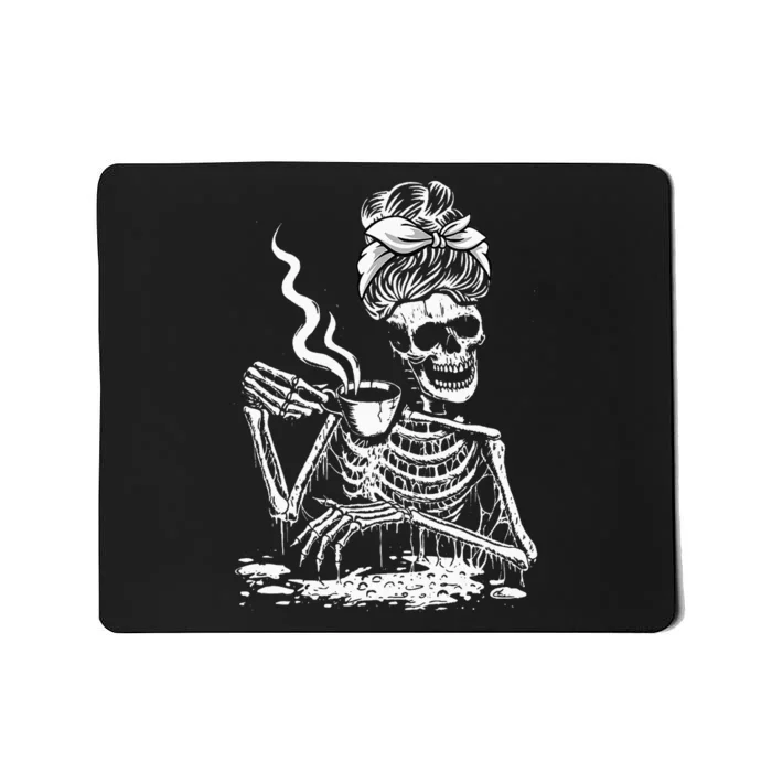 Coffee Drinking Skeleton Lazy DIY Halloween Costume Mousepad