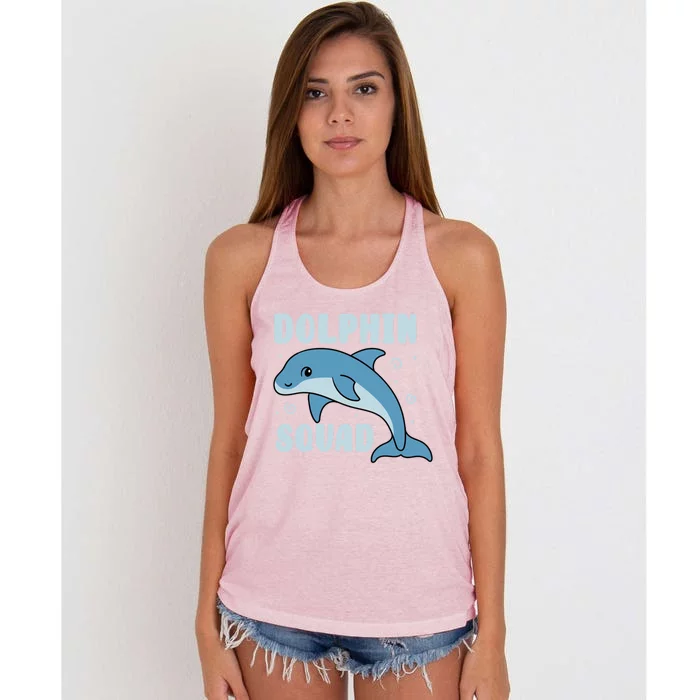 Cute Dolphin Squad Sea Animal Nature Gift Women's Knotted Racerback Tank