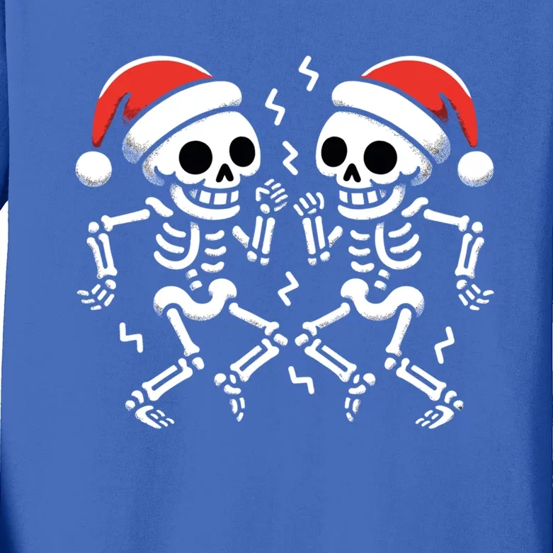 Christmas Dancing Skeletons Funny Xmas Couples Matching Meaningful Gift Kids Long Sleeve Shirt