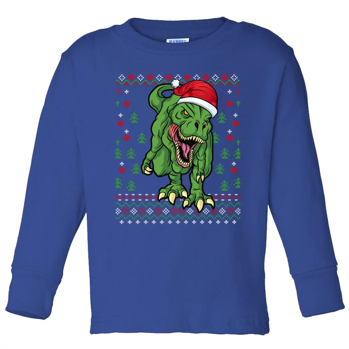 Christmas Dinosaur Scary Trex Ugly Xmas Sweater Gift Toddler Long Sleeve Shirt