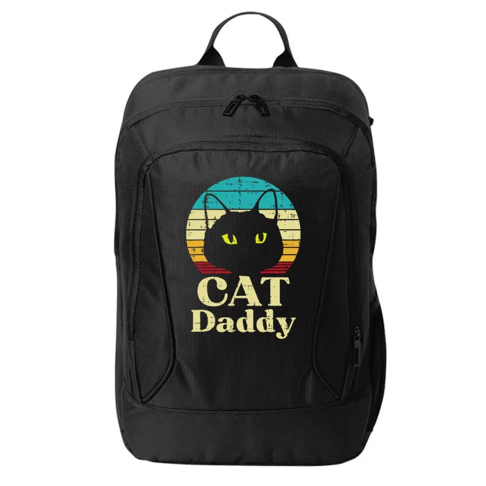 Cat Daddy Sunset Retro Fathers Day Pet Owner Dad Papa City Backpack