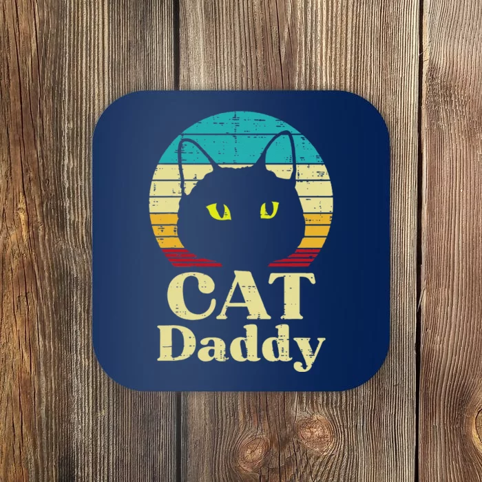 Cat Daddy Sunset Retro Fathers Day Pet Owner Dad Papa Coaster