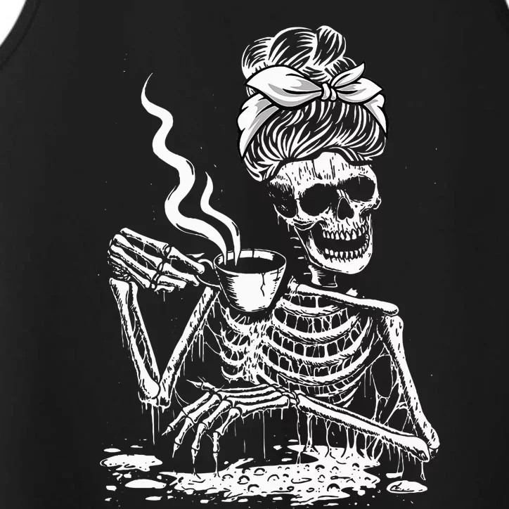 Coffee Drinking Skeleton Lazy DIY Halloween Costume Performance Tank