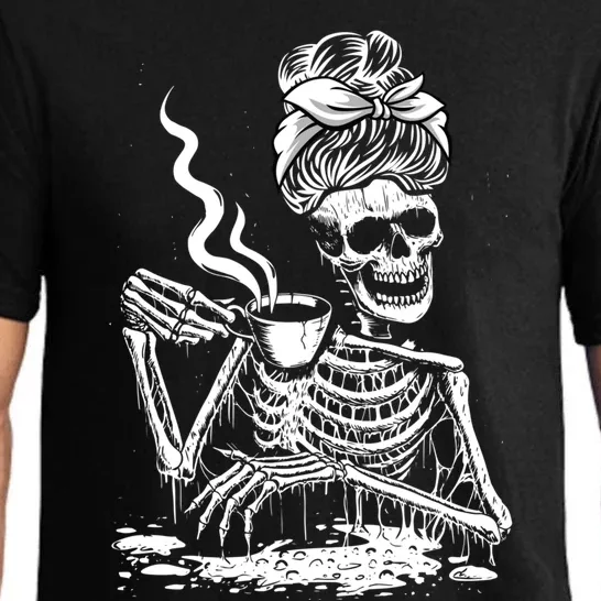 Coffee Drinking Skeleton Lazy DIY Halloween Costume Wo Pajama Set