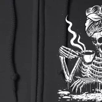 Coffee Drinking Skeleton Lazy DIY Halloween Costume Wo Full Zip Hoodie