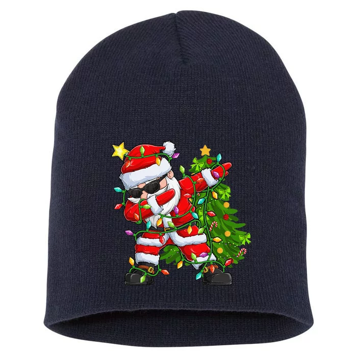 Christmas Dabbing Santa Tree Lights Xmas Gifts Funny Short Acrylic Beanie