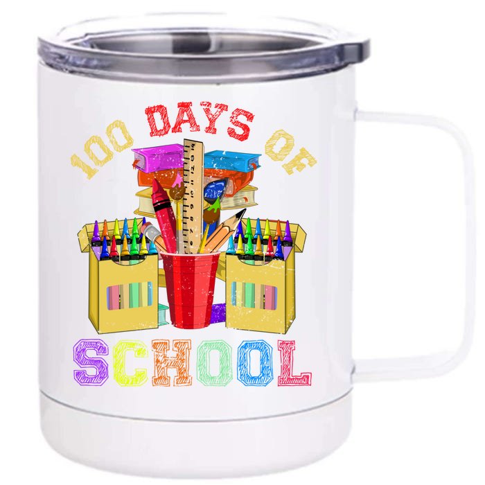 Craft Drawing School Student 100 Days Of School Gift Front & Back 12oz Stainless Steel Tumbler Cup