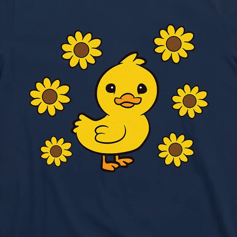 Cute Duck Summer Sunflower Kawaii Duck T-Shirt