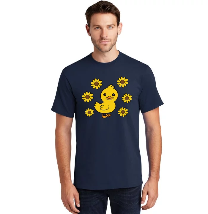 Cute Duck Summer Sunflower Kawaii Duck Tall T-Shirt