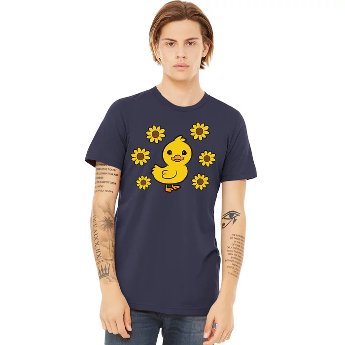 Cute Duck Summer Sunflower Kawaii Duck Premium T-Shirt