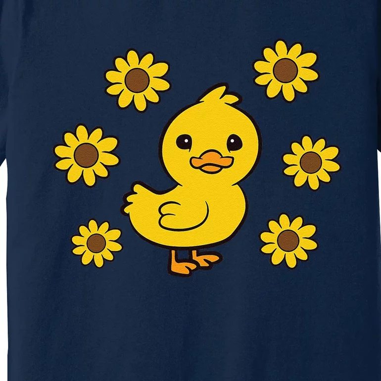 Cute Duck Summer Sunflower Kawaii Duck Premium T-Shirt