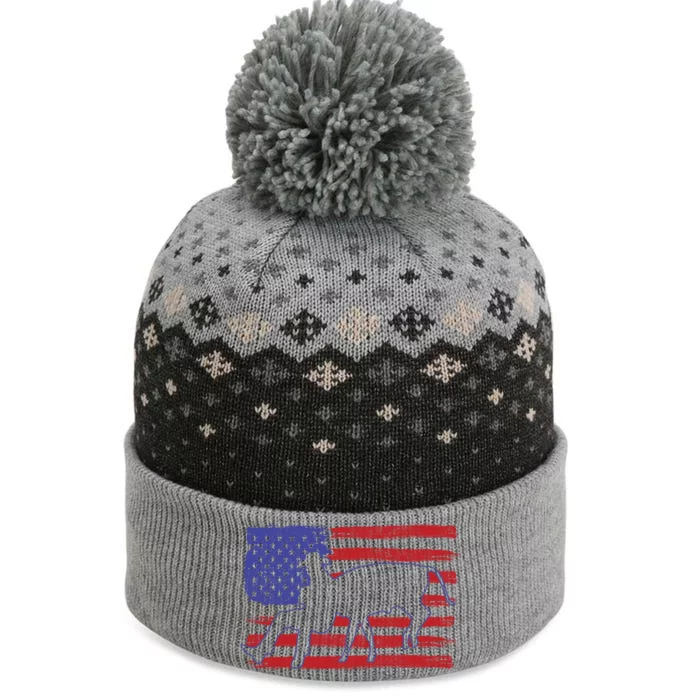 Chute Dogging Steer Wrestling Rodeo Cow Event Usa Flag Cute Gift The Baniff Cuffed Pom Beanie