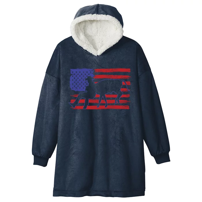 Chute Dogging Steer Wrestling Rodeo Cow Event Usa Flag Cute Gift Hooded Wearable Blanket