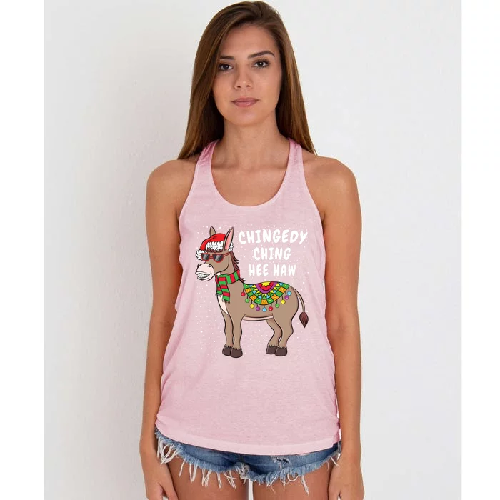 Christmas Donkey Sweater Funny American Italian Xmas Gift Meaningful Gift Women's Knotted Racerback Tank