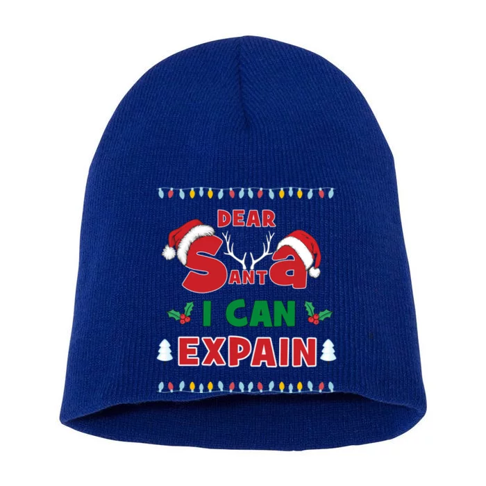 Christmas Dear Santa I Can Explain Funny Santa Claus Joke Cute Gift Short Acrylic Beanie