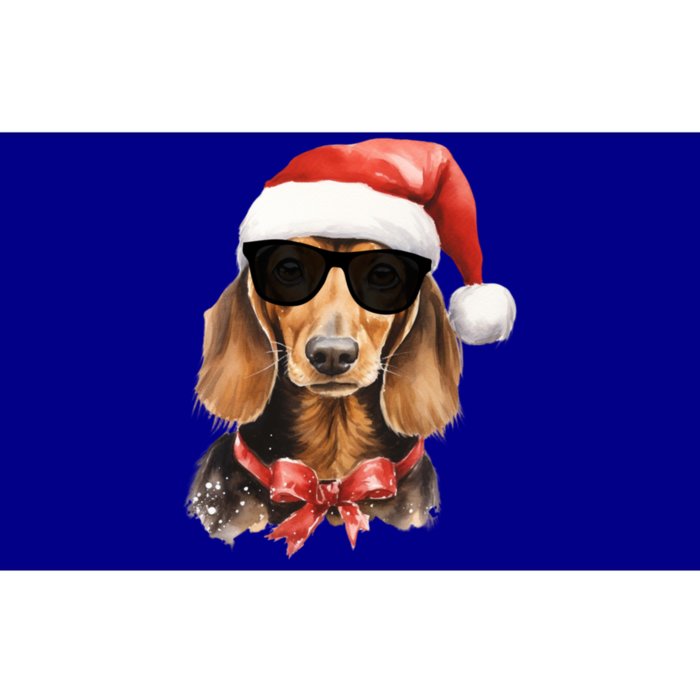 Cool Dachshund Santa Watercolor Portrait Christmas Dachshund Cool Gift Bumper Sticker