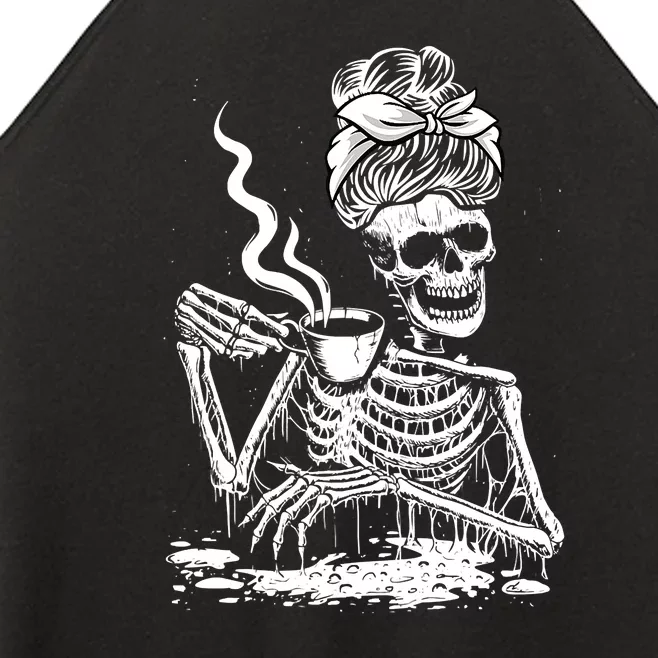 Coffee Drinking Skeleton Lazy DIY Halloween Costume Women’s Perfect Tri Rocker Tank