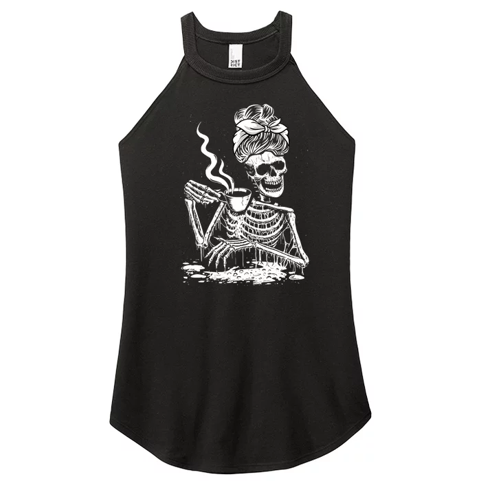 Coffee Drinking Skeleton Lazy DIY Halloween Costume Women’s Perfect Tri Rocker Tank