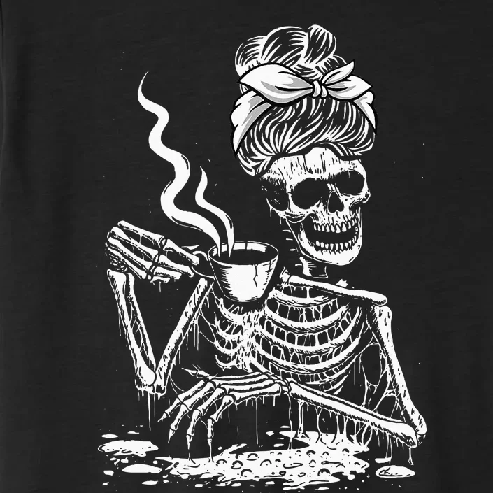 Coffee Drinking Skeleton Lazy DIY Halloween Costume ChromaSoft Performance T-Shirt