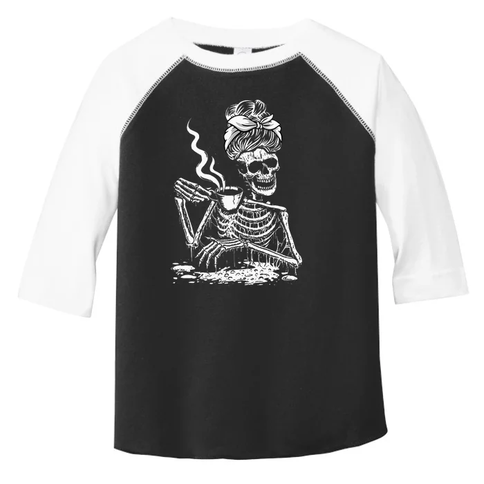 Coffee Drinking Skeleton Lazy DIY Halloween Costume Toddler Fine Jersey T-Shirt