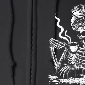 Coffee Drinking Skeleton Lazy DIY Halloween Costume Full Zip Hoodie