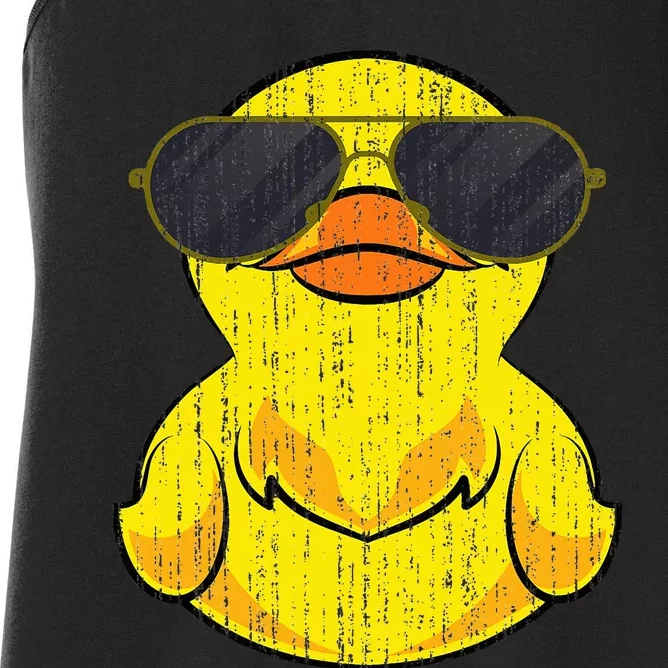 Cool Duckie Sunglasses Duckling Funny Ducky Rubber Duck Women's Racerback Tank