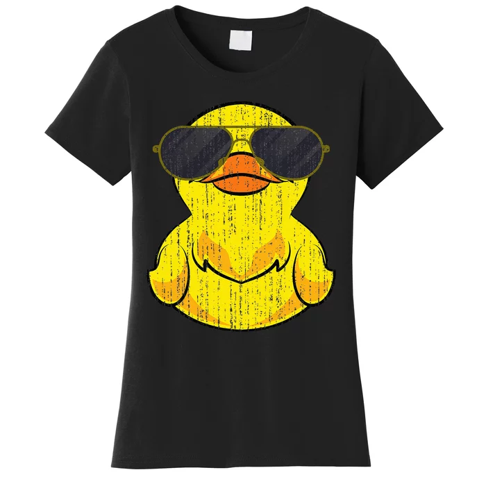 Cool Duckie Sunglasses Duckling Funny Ducky Rubber Duck Women's T-Shirt