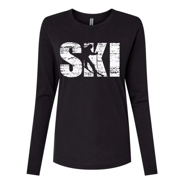 Cool Distressed Skiing Hoodie For Skiers Womens Cotton Relaxed Long Sleeve T-Shirt