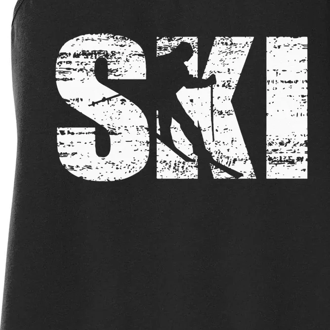 Cool Distressed Skiing Hoodie For Skiers Women's Racerback Tank