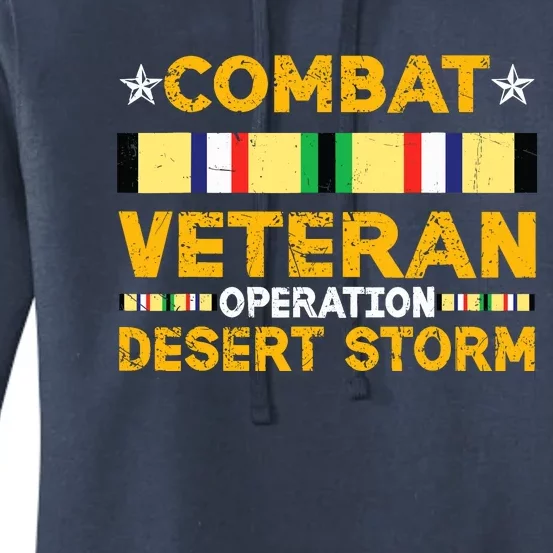 Combat Desert Storm Veteran Persian War Service Ribbon Women's Pullover Hoodie