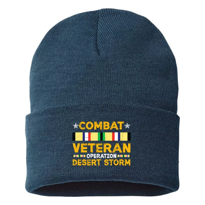 Combat Desert Storm Veteran Persian War Service Ribbon Sustainable Knit Beanie