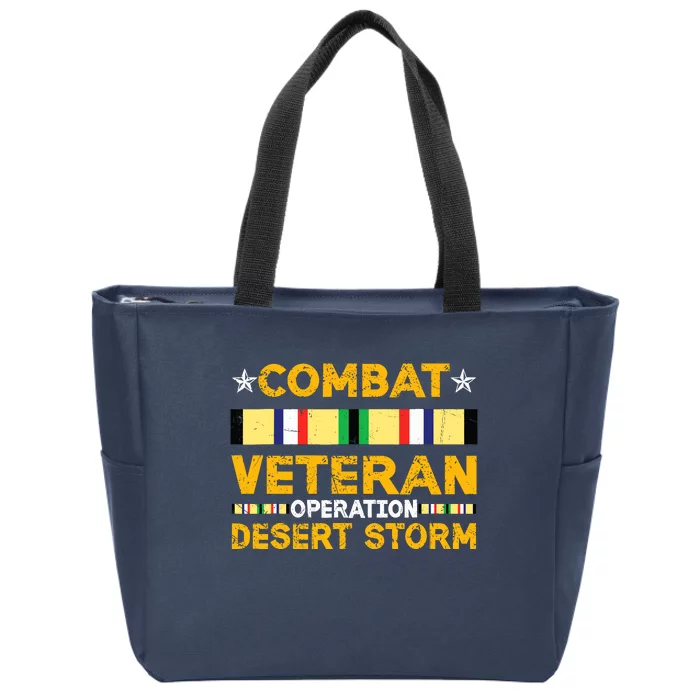 Combat Desert Storm Veteran Persian War Service Ribbon Zip Tote Bag